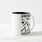 Swing als een golfer golf tweekleurige koffiemok (Voorkant rechts)