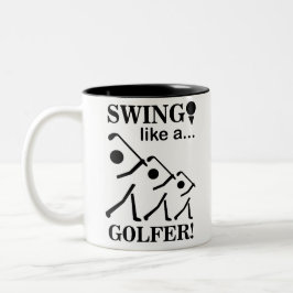 Swing als een golfer golf tweekleurige koffiemok
