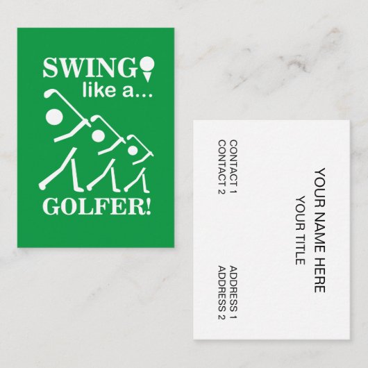 Swing als een golfinstructeur Golf Pro Visitekaartje (Voorkant / Achterkant)