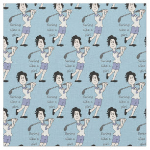 Swing als een meisje Golfer Fun Golf Quote Cartoon Stof
