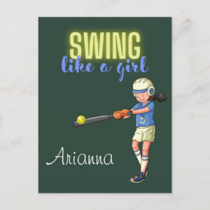 Swing Als Een Meisje Softbal   Briefkaart