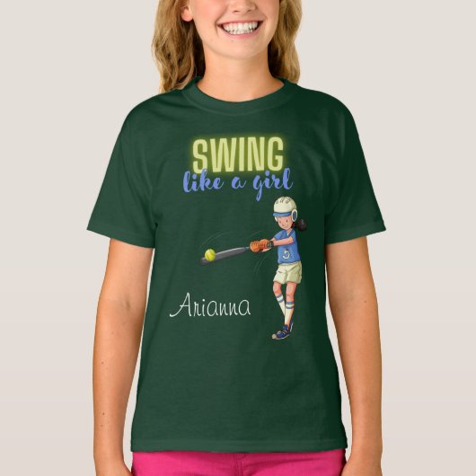 Swing als een meisje Softbal  T-shirt (Voorkant)