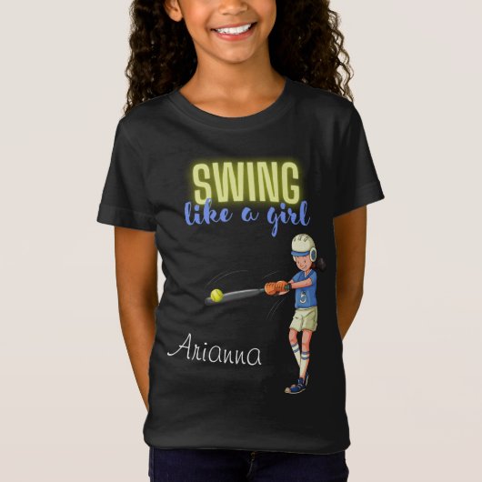 Swing als een meisje softbal T-shirt (Voorkant)