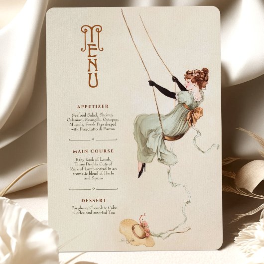 Swing Art Nouveau Wedding Menu Kaart