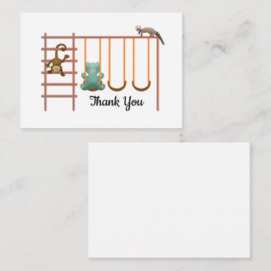 Swing Beer Monkey Raccoon Bedankt Card Notitiekaartje (Voorkant / Achterkant)