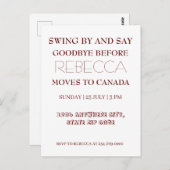 Swing By en zeg vaarwel weggaan Afscheidsfeest Briefkaart (Voorkant / Achterkant)