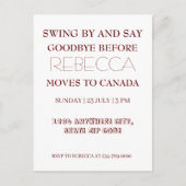 Swing By en zeg vaarwel weggaan Afscheidsfeest Briefkaart (Voorkant)