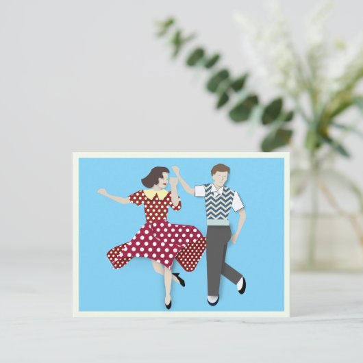 Swing Dance Couple Briefkaart (Staand voorkant)
