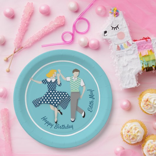 Swing Dance Couple Papieren Bordje (Feest)