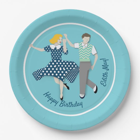 Swing Dance Couple Papieren Bordje (Voorkant)