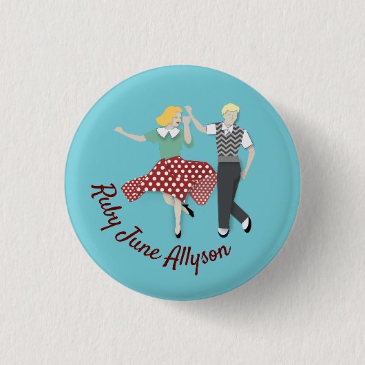 Swing Dance Couple Ronde Button 3,2 Cm (Voorkant)
