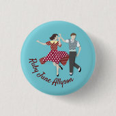Swing Dance Couple Ronde Button 3,2 Cm (Voorkant)