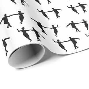 Swing Dance Couple Silhouettes Gift Wrapping Paper Cadeaupapier