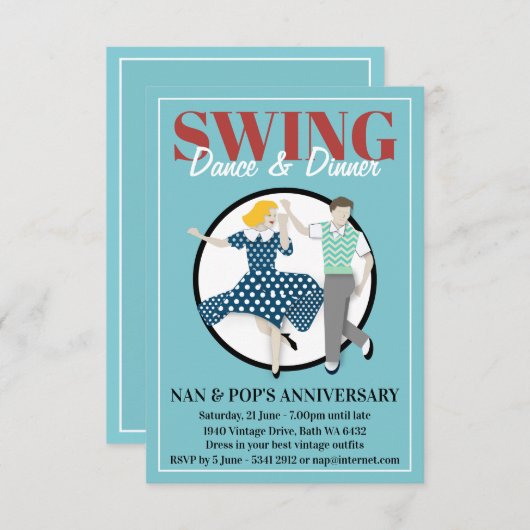 Swing Dance Kaart (Voorkant / Achterkant)