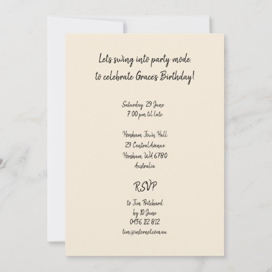 Swing Dance Kaart (Achterkant)