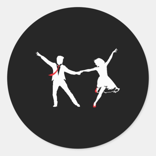 Swing Dance Paar - Dansschool Swing Dance Swin Ronde Sticker (Voorkant)