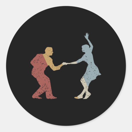 Swing Dance Retro Stijl Ronde Sticker (Voorkant)