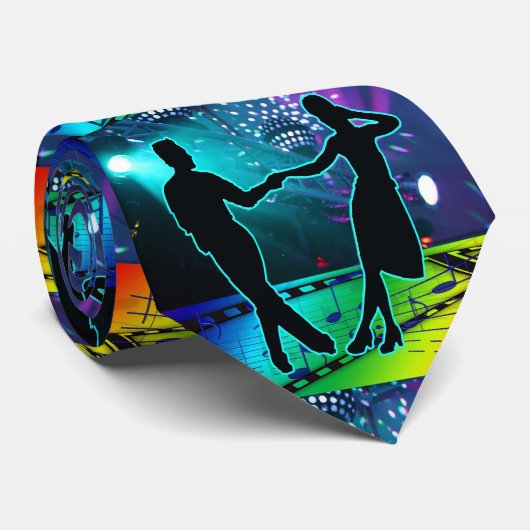 Swing Dancers Lights en Music Necktie Stropdas (Opgerold)