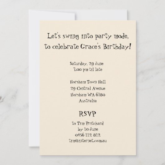 Swing Dans Kaart (Achterkant)