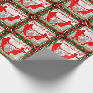 Swing dansers met Garland Trim Kerstmis Seizoen's Cadeaupapier