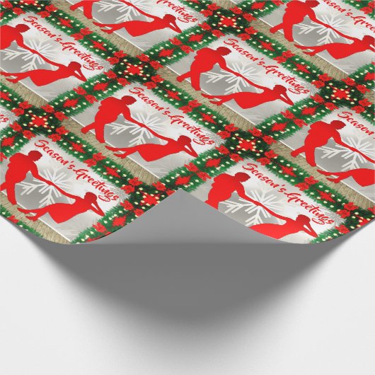Swing dansers met Garland Trim Kerstmis Seizoen's Cadeaupapier (Hoek)