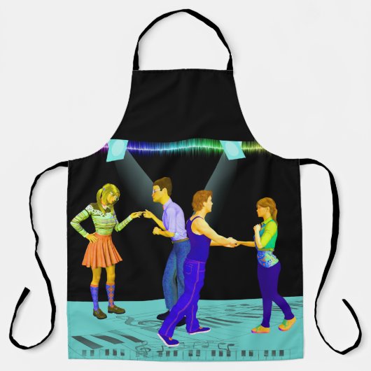 Swing dansers op muzieknotenvloer schort (Voorkant)