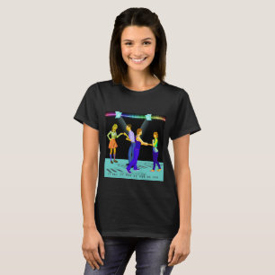 Swing dansers op muzieknotenvloer t-shirt