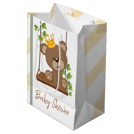 Swing Flora Prince Beer Boy Baby shower Medium Cadeauzakje (Voorkant Gekanteld)