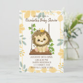 Swing Flora Prince Lion Boy Baby shower Kaart (Staand voorkant)