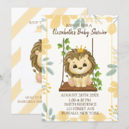 Swing Flora Prince Lion Boy Baby shower Kaart