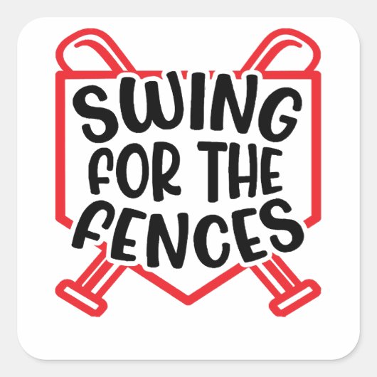 Swing for the Fences Baseball Girls Boys Vierkante Sticker (Voorkant)