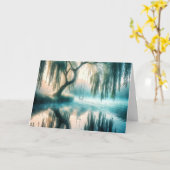 Swing Hanging Van Een Boom Voor Sympathie Kaart (Gele Bloem)