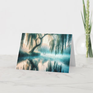 Swing Hanging Van Een Boom Voor Sympathie Kaart