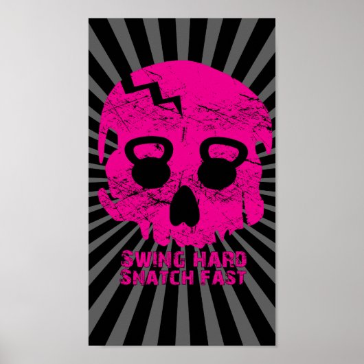 Swing hard Snatch Fast Pink Kettlebell Poster (Voorkant)
