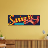 Swing Hi Peach LabelFresno, CA Canvas Afdruk (Insitu (Woonkamer))