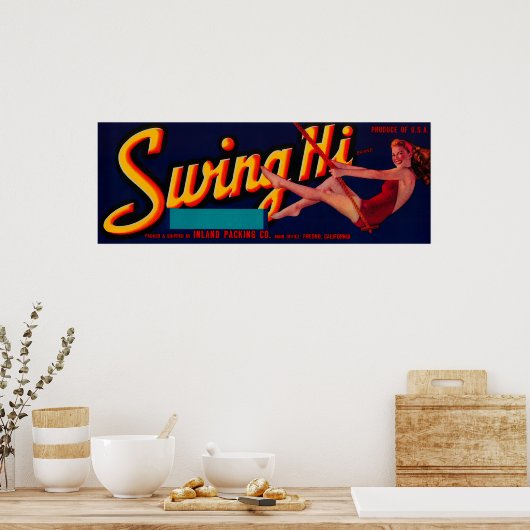 Swing Hi Peach LabelFresno, CA Poster (Keuken)