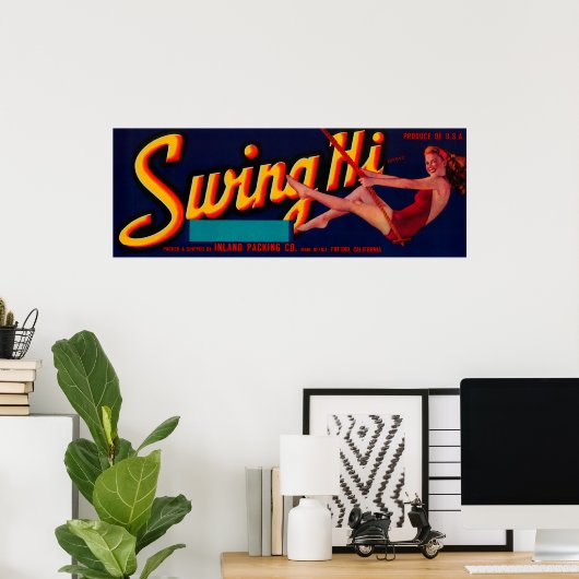 Swing Hi Peach LabelFresno, CA Poster (Thuiskantoor)