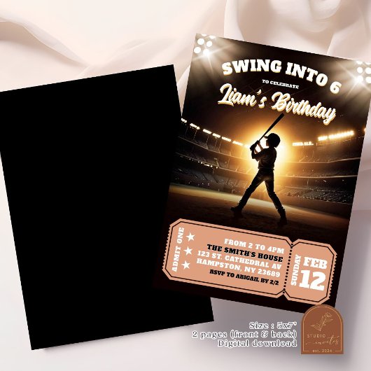 Swing in honkbal rookie verjaardag jongen kaart