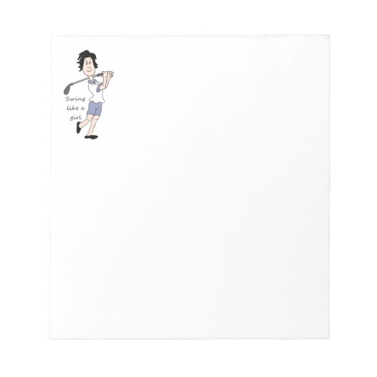 Swing like a Girl Fun Golf Quote & Cartoon Notitieblok (Voorkant)
