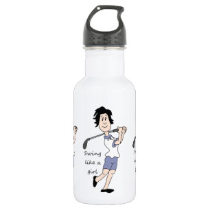 Swing like a Girl Fun Golf Quote & Cartoon Waterfles