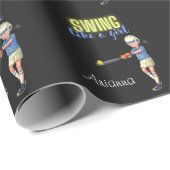 Swing like a Girl Softball Cadeaupapier (Rol Hoek)