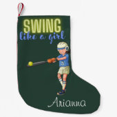 Swing like a Girl Softball Kleine Kerstsok (Voorkant)