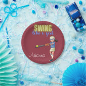 Swing like a Girl Softball Papieren Bordje (Feest)