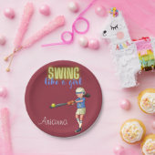 Swing like a Girl Softball Papieren Bordje (Feest)