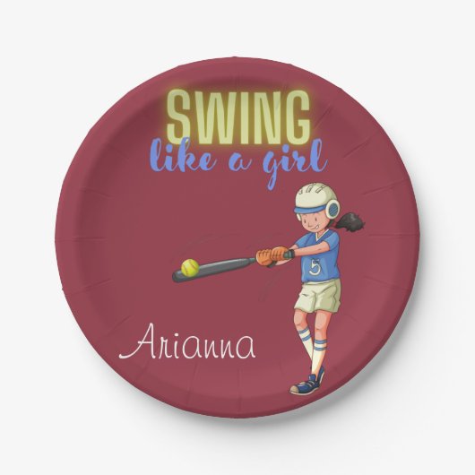 Swing like a Girl Softball Papieren Bordje (Voorkant)
