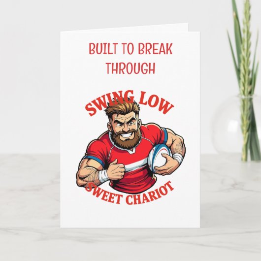Swing Low Power Run Cartoon Rugby Charge Kaart (Voorkant)