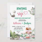 Swing of Sip Par-Tea Golf Baby Gender Reveal Kaart (Voorkant)
