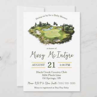 Swing on By, Golf Themed Baby Shower Kaart