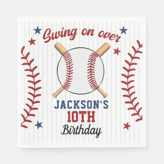 "Swing On Over – Baseball Birthday Party  Servet (Voorkant)