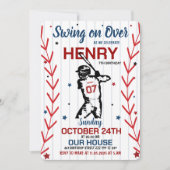Swing on Over | Honkbal Verjaardagsfeestje Kaart (Voorkant)